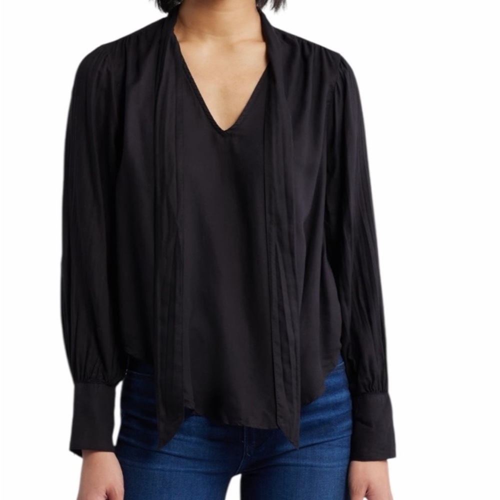 Evereve Cloth & Stone V Neck Tie Blouse Sz Large